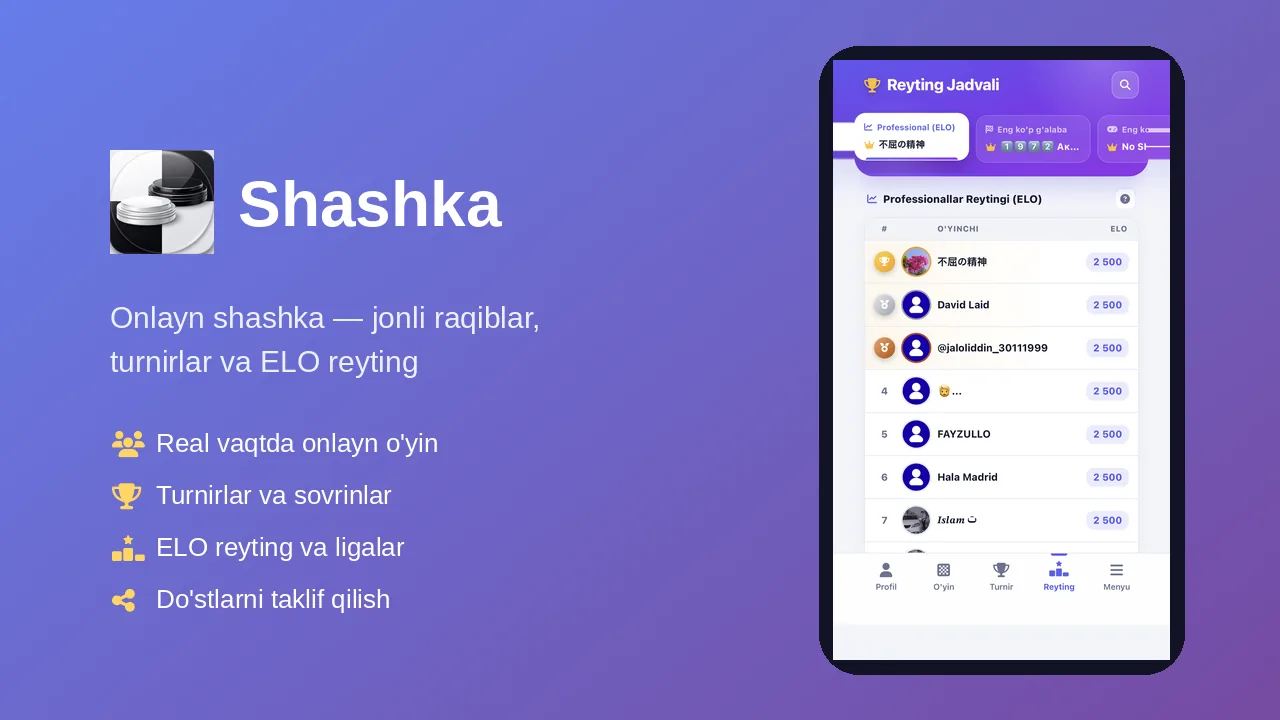 Shashka — Onlayn dama platformasi