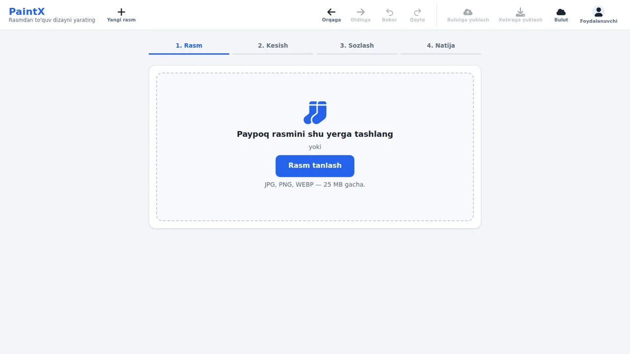 PaintX — Paypoq to'quv dizayni generatori